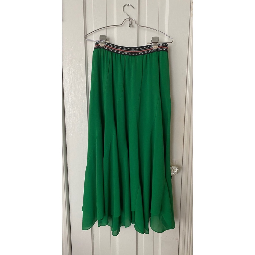 Anthropologie Green Handkerchief Maxi Skirt